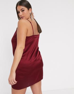 burgundy satin slip dress