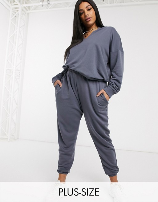 Missguided Plus co-ord slim jogger in grey