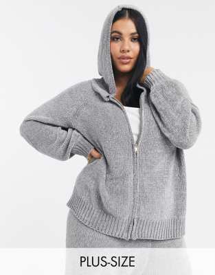 chenille hooded cardigan