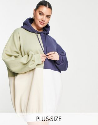 Missguided Plus colour block hooded sweater dress