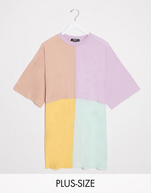 Missguided plus colour block oversized t-shirt dress