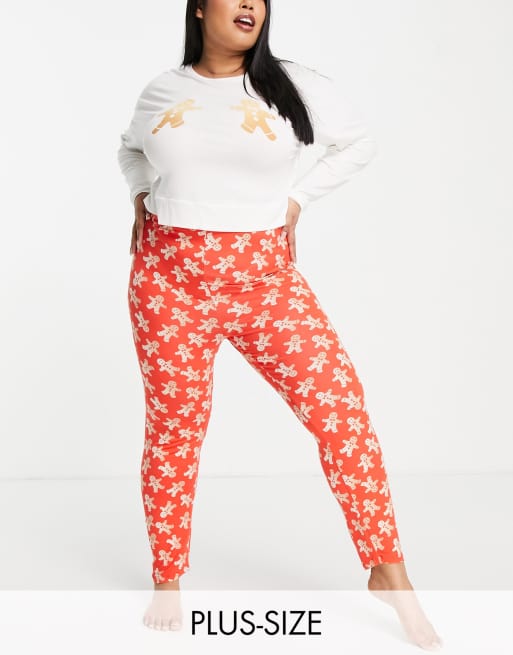 Missguided Plus cookie print pyjamas in red