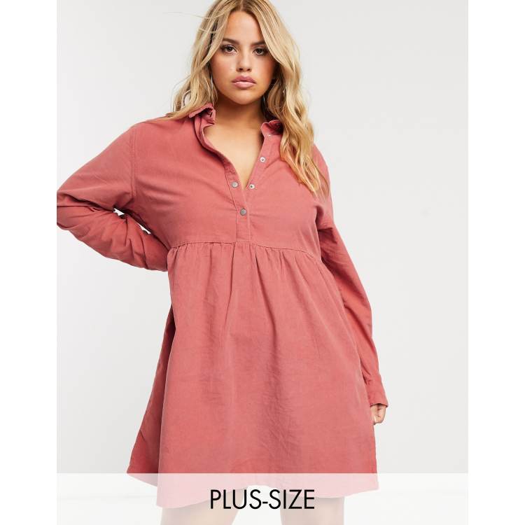 Missguided cord 2024 smock dress