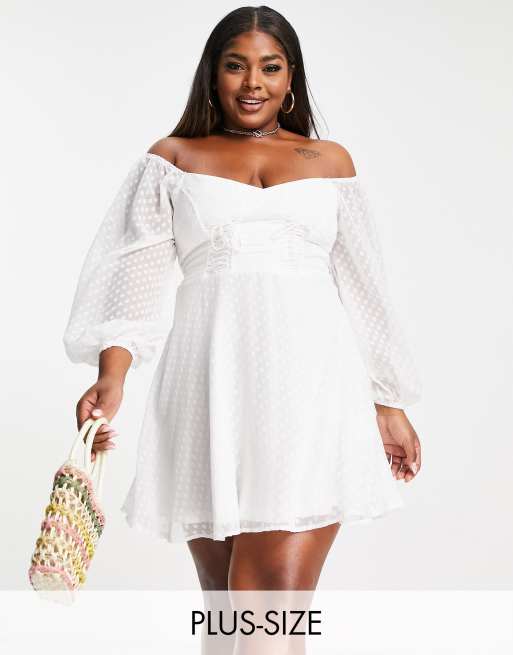 Plus size 2025 white mini dress