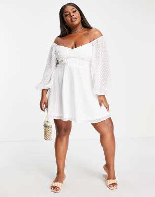 mini plus size white dress