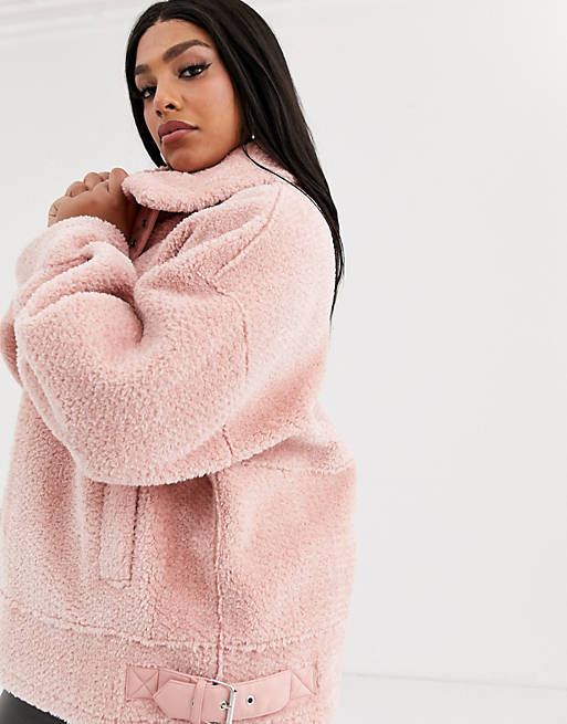 Crushed Faux Fur Aviator In Pink Asos, Missguided Oversized Fur Duster Coat In Pink