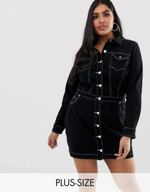 Missguided Plus  denim  shirt  dress  in black ASOS 