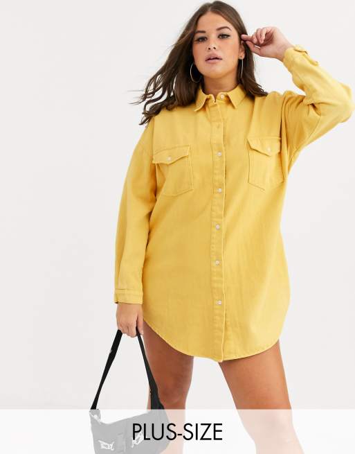 Yellow denim cheap shirt dress