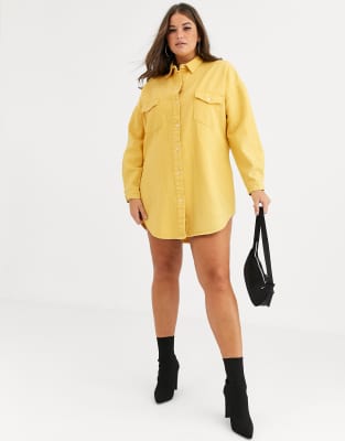 yellow denim shirt dress