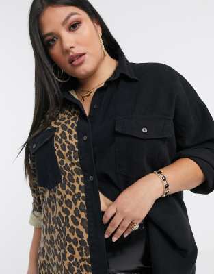 denim shirt with animal print