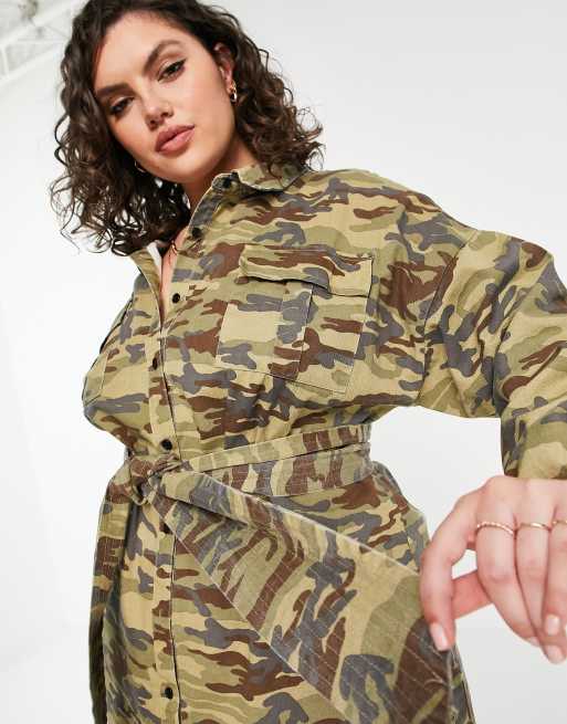 Missguided camo outlet shirt dress