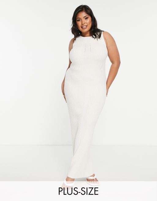 Plus size best sale cream maxi dress