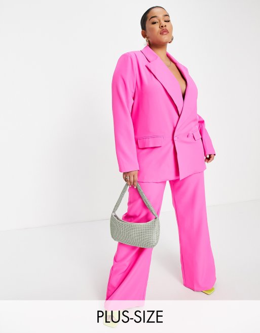 Missguided Plus – Eleganter Blazer und Hose mit weitem Bein in Hot Pink, 3 von 3