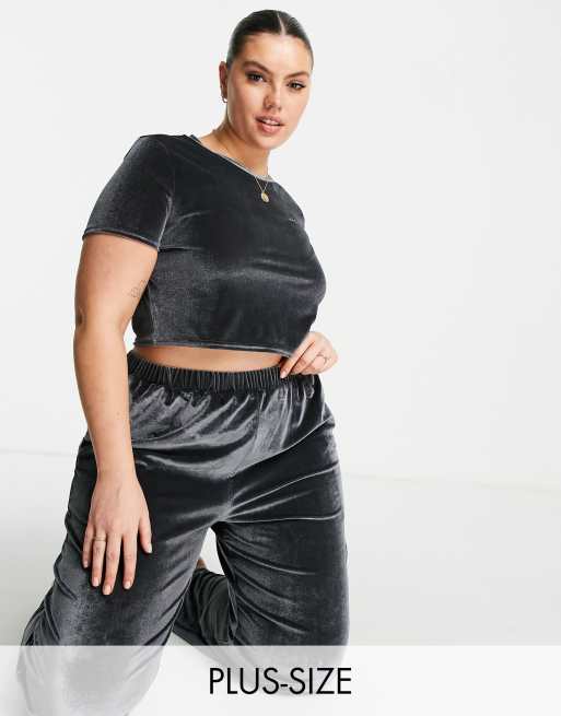 Missguided Plus - Ensemble confort en velours - Anthracite