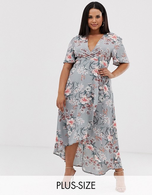 Missguided Plus Exclusive midi dress in floral print