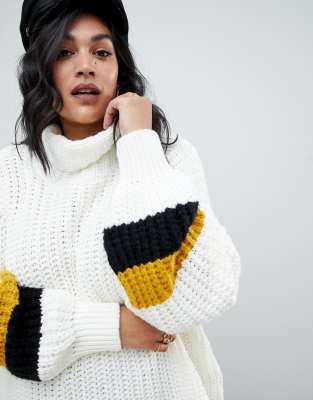 chunky white roll neck jumper