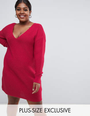 plus size pink sweater dress