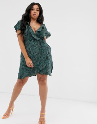 leopard print wrap tea dress