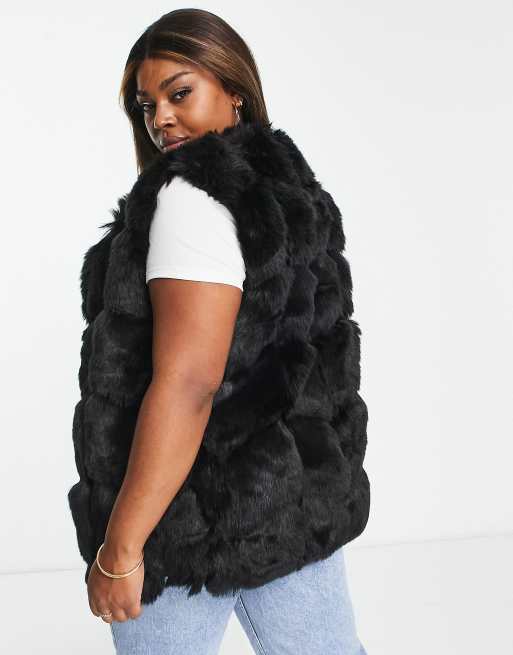 Missguided Plus faux fur bubble gilet in black | ASOS