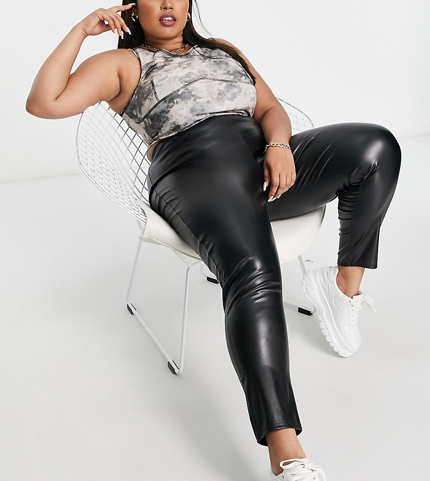 Missguided Plus faux leather leggings in black