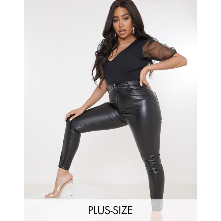 Missguided Plus faux leather pants in black