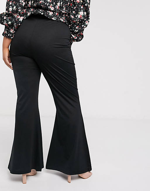 Missguided Plus flare pants in black