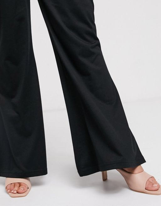 Missguided Plus flare trousers in black