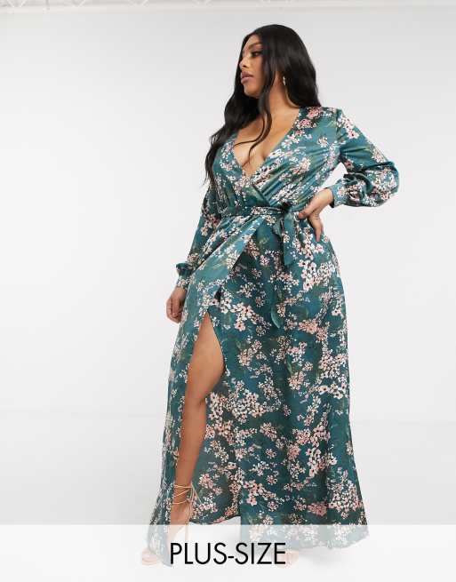 Floral plunge hot sale dress