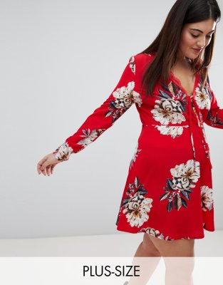 floral tie front fit and flare dress