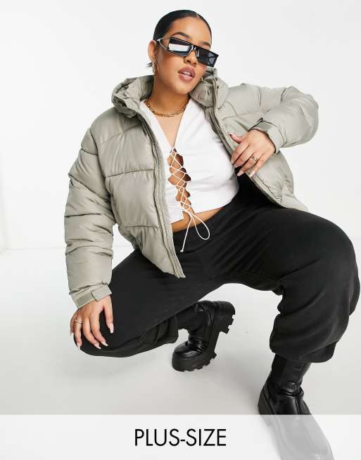 Missguided Plus - Gewatteerd jack met capuchon in saliegroen