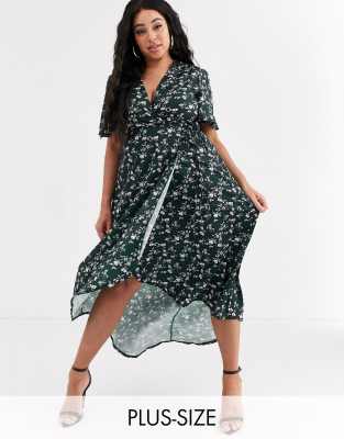 high low wrap dress with sleeves