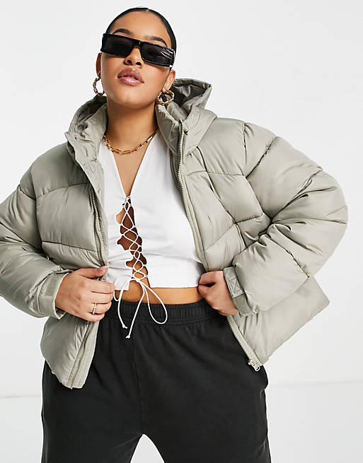 Missguided hooded padded jacket in grey