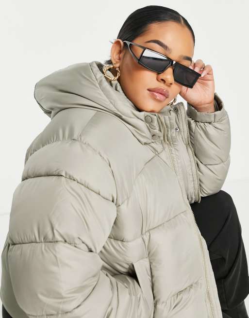 Missguided hooded padded jacket in grey