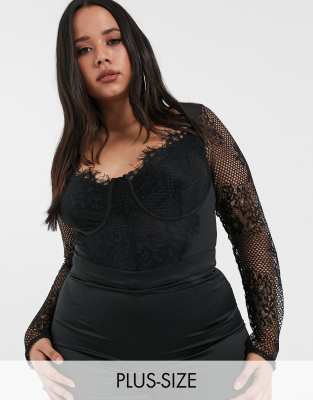 black lace bodysuit plus size