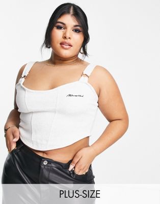 Missguided Plus loop back corset in white