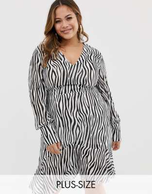 Missguided Plus midi dress in zebra-Black