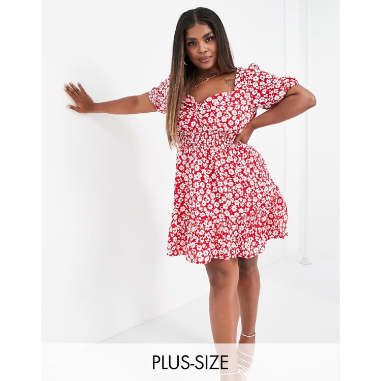 Missguided red floral dress hotsell