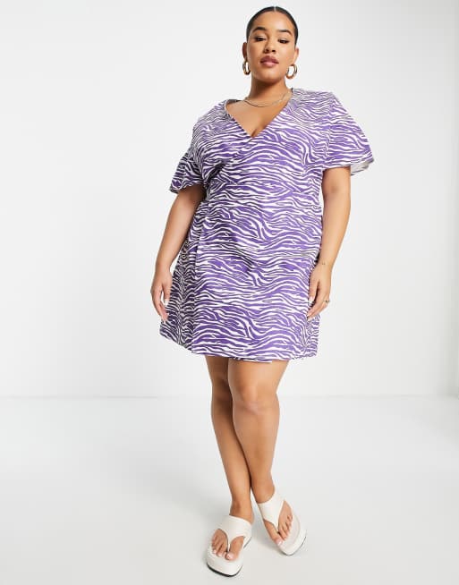 Missguided Plus mini wrap dress in lilac zebra | ASOS