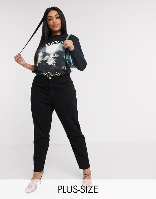 Plus size sale mom jeans black