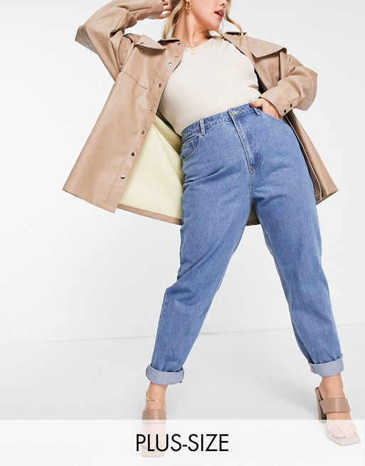 Missguided Plus mom jeans in blue