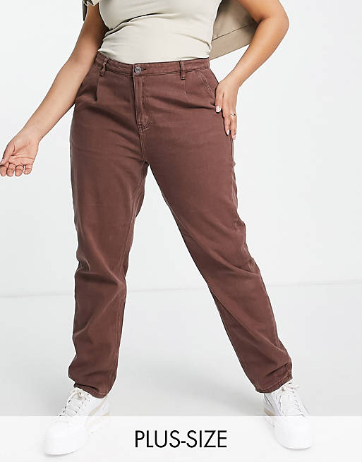 Missguided Plus - Mom jeans in bruin