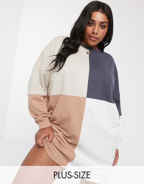Missguided Plus – Oversize-Sweatshirtkleid mit Farbblockdesign