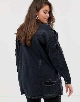 missguided black denim jacket