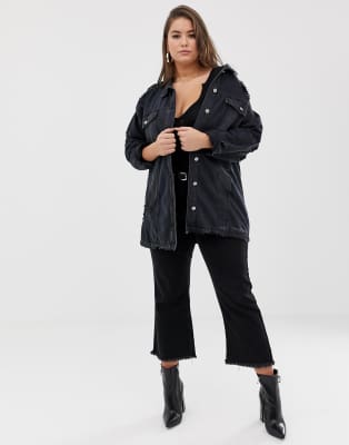 missguided black oversized denim jacket