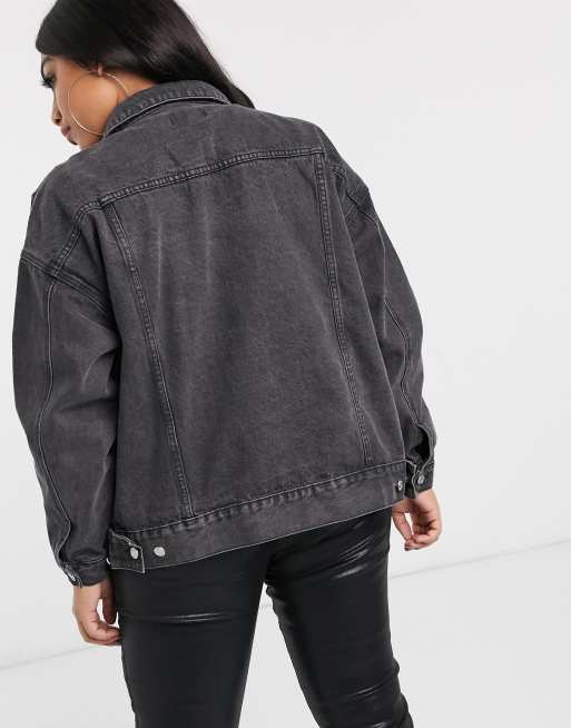 Black ripped shop oversized denim jacket