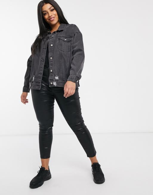 Oversized ripped black sales denim jacket