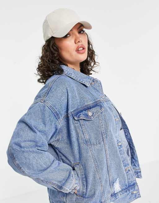 Blue oversized best sale denim jacket missguided