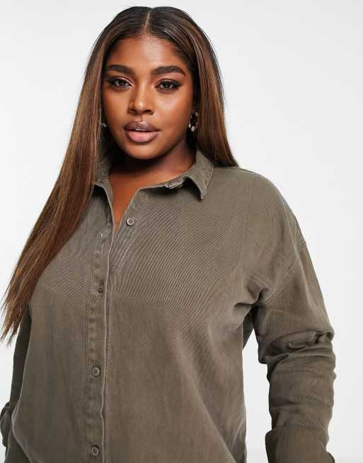missguided oversized denim shirt dress MISSGUIDED Oversized Button Down Collared Mini Denim Shirt Dress Long Sleeve