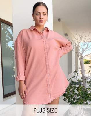 pink denim shirt dress