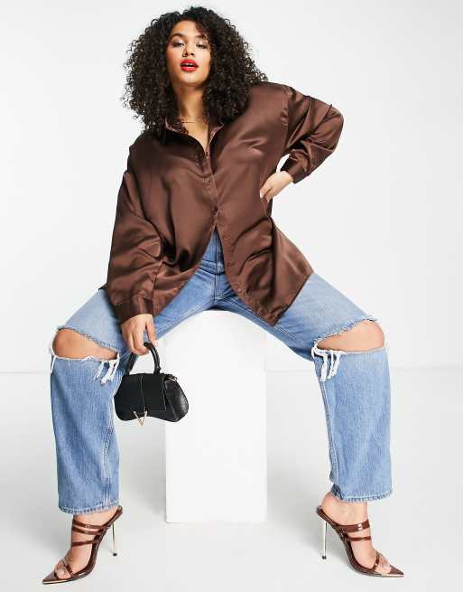 Missguided Plus Size Brown Msgd Sports Drop Shoulder Oversized T Shirt -  ShopStyle